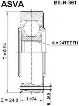 ШРУС ВНУТР ЗАД 24X94