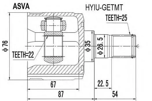 ШРУС ВНУТРЕННИЙ 22X35X25