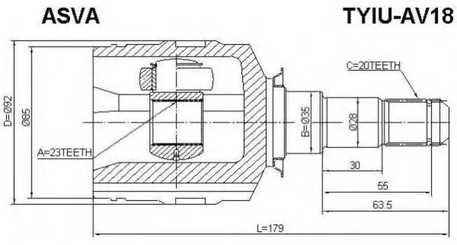 ШРУС ВНУТРЕННИЙ 23X35X20