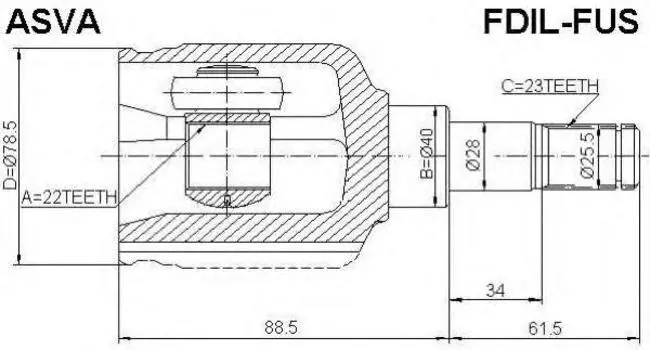 ШРУС ВНУТРЕННИЙ ЛЕВЫЙ 22X40X23