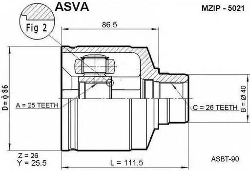 ШРУС ВНУТРЕННИЙ ЛЕВЫЙ 25X40X26