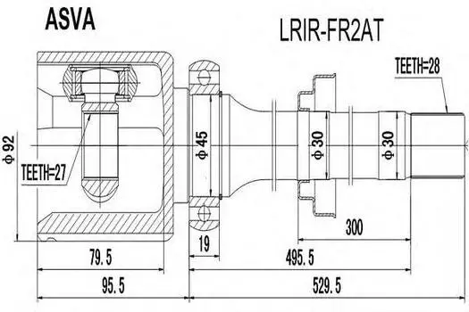 ШРУС ВНУТРЕННИЙ ПРАВЫЙ 27X50,5X28