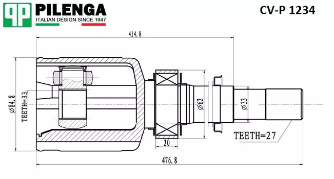 ШРУС ВНУТРЕННИЙ ПРАВЫЙ NISSAN X-TRAIL T31 NISSAN QASHQAI_I 2,0 4WD