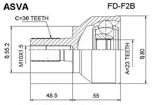 ШРУСНАРУЖНЫЙ23X56X36