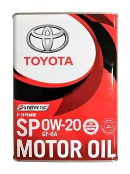 Моторное масло TOYOTA MOTOR OIL SP 0W-20 GF-6A, 4л