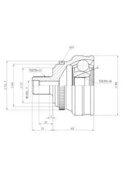 WINKOD AD-005F2A ШРУС 33|30|53 ABS|45 (OUTER) FULL KIT AUDI 80 (90-)