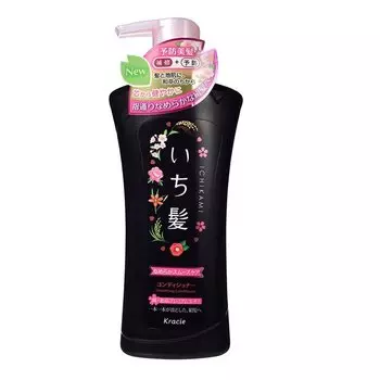 Kracie "Ichikami" Бальзам-ополаскиватель разглаживающий для поврежденных волос с ароматом горной сакуры, 480 мл