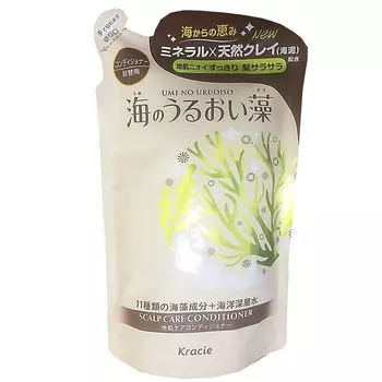 Kracie UMI NO URUOISO Бальзам-ополаскиватель для ухода за кожей головы с экстрактами морских водорослей ЗБ, 420 г