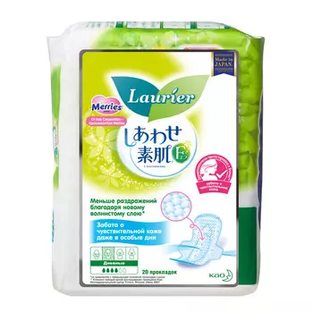 Laurier F Женские дневные супертонкие гигиенические прокладки с крылышками 22,5 см, 20 шт