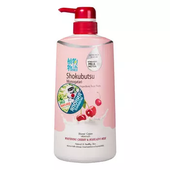 Lion Thailand Shokubutsu Monogotari Крем-гель для душа «вишня с молоком», 500 мл