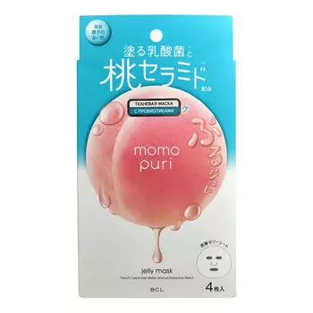 Momo Puri Маска тканевая с лактобактериями, витаминами А,C,E и керамидами Увлажнение и Упругость