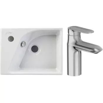 Комплект раковины Jacob Delafon Rythmik 40 E4786-00 со смесителем Kumin E99447-CP Белый