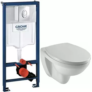 Комплект унитаза Jacob Delafon Patio EDV102-00+E70021-00 с инсталляцией Grohe Rapid SL 38721001 с сиденьем Микролифт и клавишей смыва Хром