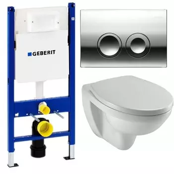 Комплект унитаза Jacob Delafon Patio EDV102-00+E70021-00 с инсталляцией Geberit Duofix Delta UP100 458.124.21.1 с сиденьем Микролифт и клавишей смыва Хром