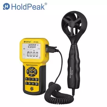 0,3 ~ 45 м/с, датчик скорости ветра HoldPeak HP-846A, цифровой анемометр, измеритель объема воздуха, прибор для записи данных и портативный тестер