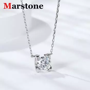 0.5-2CT Муассанит D Цвет VVS1 Женское Ожерелье 925 пробы Позолоченное Белое Золотое Ожерелье Ювелирные Изделия Для Женщин Подарок 0.5ct-5mm белый