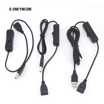 0,5 м 1 м 2 м USB-кабель 50 см USB 2.0 A Male to A Female удлинитель для зарядки черный кабель с кнопкой включения/выключения кабеля 0.5m for charging