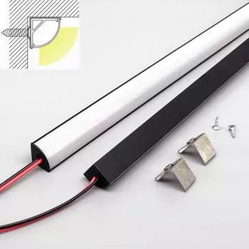 0,5 м AC220V V-образный светодиодный черный трубчатый светильник, алюминиевые профили SMD2835, настенный угловой канал, молочная крышка, шкаф, линейные светодиодные ленты 1pcs