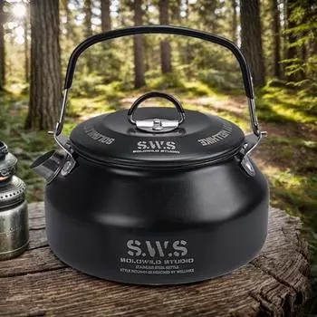 0.8L Outdoor Camping Kettle with Handle Portable Hiking Kettle Anti-Slip Ultralight Coffee Kettle Tourist Cookware Supplies серебряный