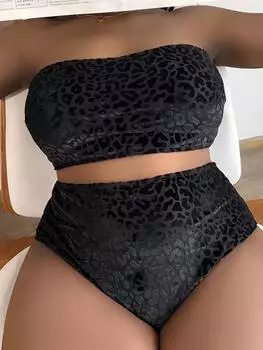 0XL-4XL леопардовое бикини большого размера, купальники больших размеров, женский купальник, женский комплект бикини из двух частей, купальный костюм V3977B 1XL фиолетовый