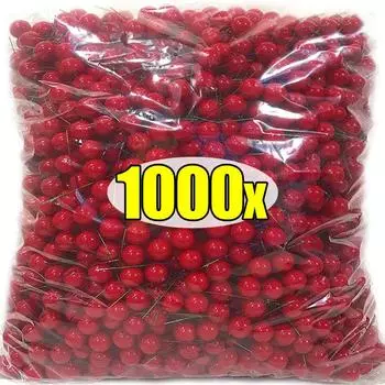 1000/50x Мини искусственные ягоды красные искусственные ягоды вишневые тычинки для Рождества DIY цветочный венок украшение новогодняя вечеринка домашний декор 50PCS