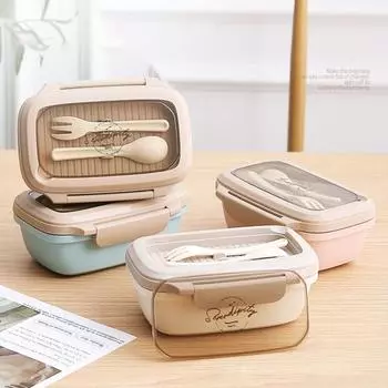 1000 мл Bento Box Контейнеры для обеда Герметичное уплотнение Прочный с посудой Термостойкий микроволновый сейф Bento Box красный