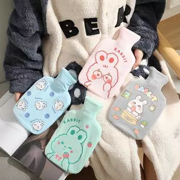 1000ML Cartoon Warm Hot Water Bottle Portable Plush Washable Water Injection Safety Warm Hands Feet Handwarmer Hot Water Bag