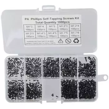 1000Pcs M1 M1.2 M1.4 M1.7 Self-Tapping Screws Carbon Steel Phillips Pan Head Screws Glasses
