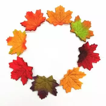 100/200Pcs Thanksgiving Maple Leaves Artificial Fall Maple Leaf Scrapbooking Craft Halloween Autumn Wedding Party Decor