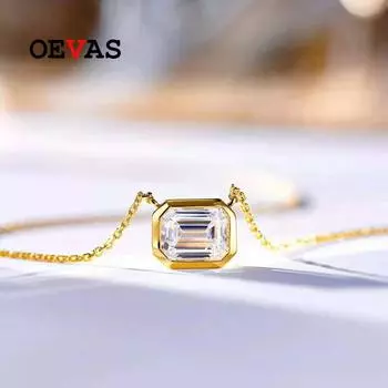 100% стерлингового серебра 925 пробы 1,5 карата квадратный бриллиант с высоким содержанием углерода 45 см ожерелье с подвеской для женщин сверкающее ювелирное украшение подарок розового золота