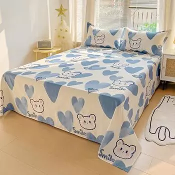 100% Cotton Flat Sheet Pillowcase Floral Style Bed Sheet Set Skin-friendly Bed Linen Adults Kids Flat Bedsheets Roupa De Cama 160x230cm 3pcs set