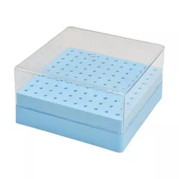 100 Hole Nail Drill Bit Organizer Box Practical Plastic Storage Case With Transparent Cover For Manicure Tools синий