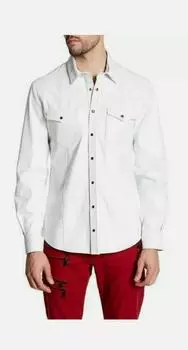100%Lambskin White Shirt Formal Stylish Men Casual Handmade Pure Leather Classic S белый