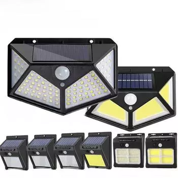100 LED Solar Motion-Sensor Garden Wall Light: Auto-On at Dusk