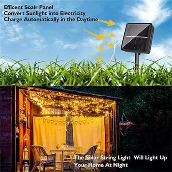 100 LED Solar String Lights for Outside Solar Lights Outdoor with 8 Lighting Modes Christmas Wedding Party Garden Patio Decor