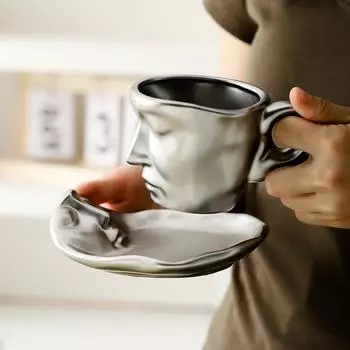 100 мл/260 мл керамические чашки и блюдца с рисунком на лице поцелуи кофейные чашки итальянские кофейные чашки украшение на день святого валентина свадебный подарок 100ML белый
