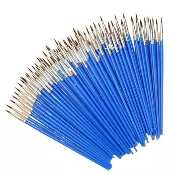 100 Pcs Flat Paint Brushes Set Pointed Painting Supplies 100 Pcs Oil Painting Brushes Craft Pointed