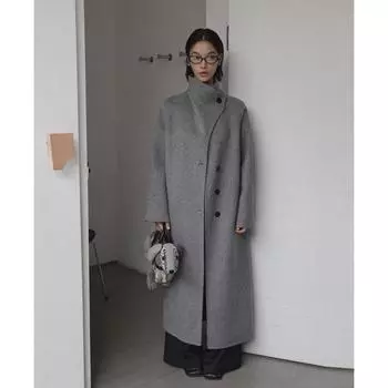 100% шерстяное пальто женское зимнее с поясом утолщенное двухстороннее шерстяное пальто S