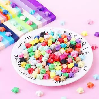 100 шт. красочные DIY оригами бумажные звезды комплект сплошной цвет бумажные полоски Lucky Star готовые ручной работы оригами звезда DIY бумажные ремесла поставки подарок розовый