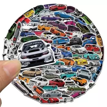 100 шт., модернизированная гоночная машина JDM, граффити, наклейка для ноутбука, гитары, багажа, велосипеда, скейтборда, водонепроницаемая наклейка, детская игрушка, универсальная