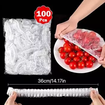 100 шт. одноразовая пищевая пленка Saran Wrap крышка кишечника пищевой пластиковый пакет для сохранения свежести кухонные принадлежности для хранения 100pcs