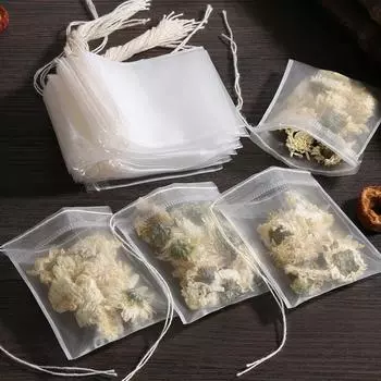 100 шт. одноразовых чайных пакетиков, фильтр-пакеты для заварника для чая с завязкой, нетканый материал для специй пищевого класса 5 x 7CM