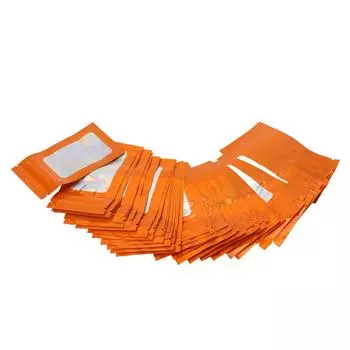 100 шт. пакетов Ziplock, самозапечатывающиеся голографические многоразовые пакеты для хранения продуктов с отверстием для подвешивания, оранжевые оранжевый