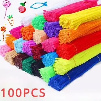 100 шт. Синель стебли игрушки DIY полоски твист стержень наковальня проволока ремесло труба творческое хобби дети плюшевые палочки синель палочки новые