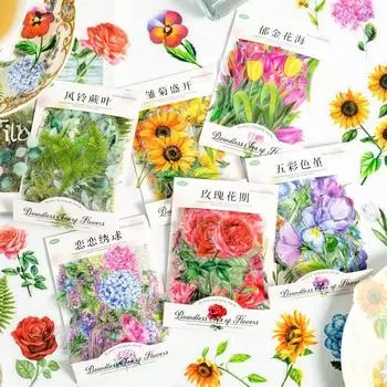 100 шт./упак., цветочная серия, украшение для дневника, наклейка, растение, цветок, наклейки, альбом, скрапбукинг, сделай сам, наклейки