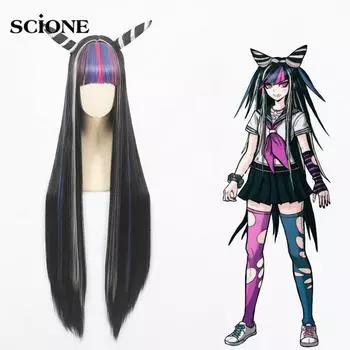 100 см аниме парик Danganronpa 2 Dangan Rondo Yui Mita, парик для выдувания, рог, моделирование, длинные волосы, парик для косплея