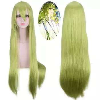 100 см Code Geass Cc CC парик Императрицы Косплей Костюм 80 см зеленые длинные прямые термостойкие волокна волос Peruca аниме парики 100cm зелёный