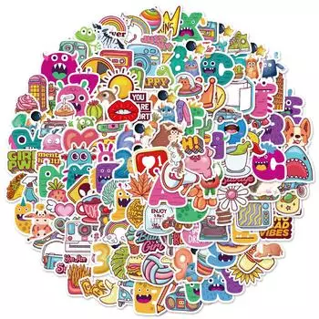 100 Small Size 4Cm Cute Creative Graffiti Mix And Match Stickers Q Version English Letter Animal Stickers