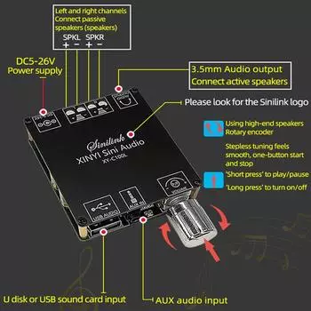 100 Вт*2 C100L Bluetooth 5.0 HiFi цифровая плата усилителя мощности 2-канальный динамик стерео аудио усилитель модуль USB звуковая карта AUX вход чёрный