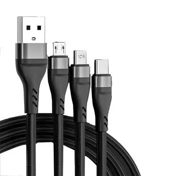 100 Вт 3-в-1 USB-кабель, кабель для быстрой зарядки, многофункциональный зарядный шнур, USB-шнур типа C для iOS, адаптер, плетеный провод для мобильного телефона, планшета